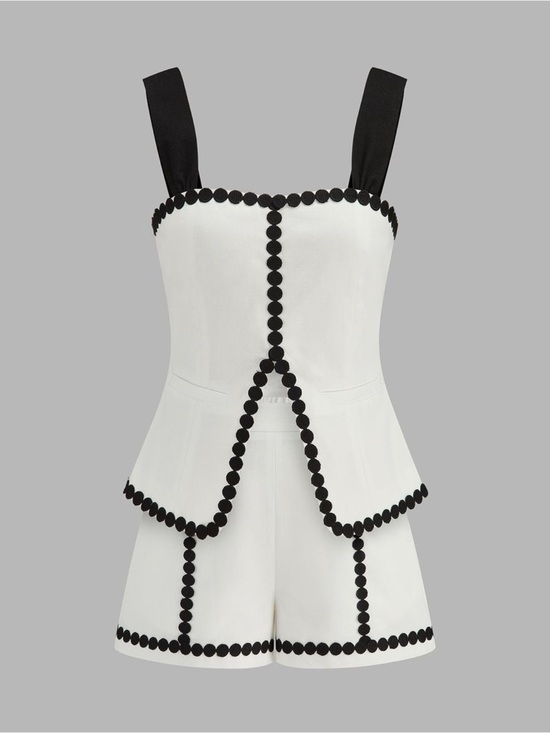 Commense Pants - Commense Contrast Trim Corset Shorts Set